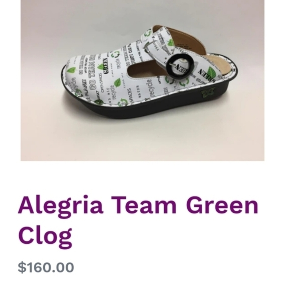 Alegria‎ Mary Jane clogs,slip on shoes,limited edition TEAM GREEN,39